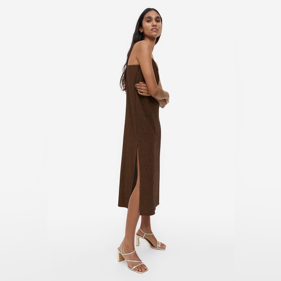 H&M Jersey Slip Dress brown copper metallic - Picture 3 of 9